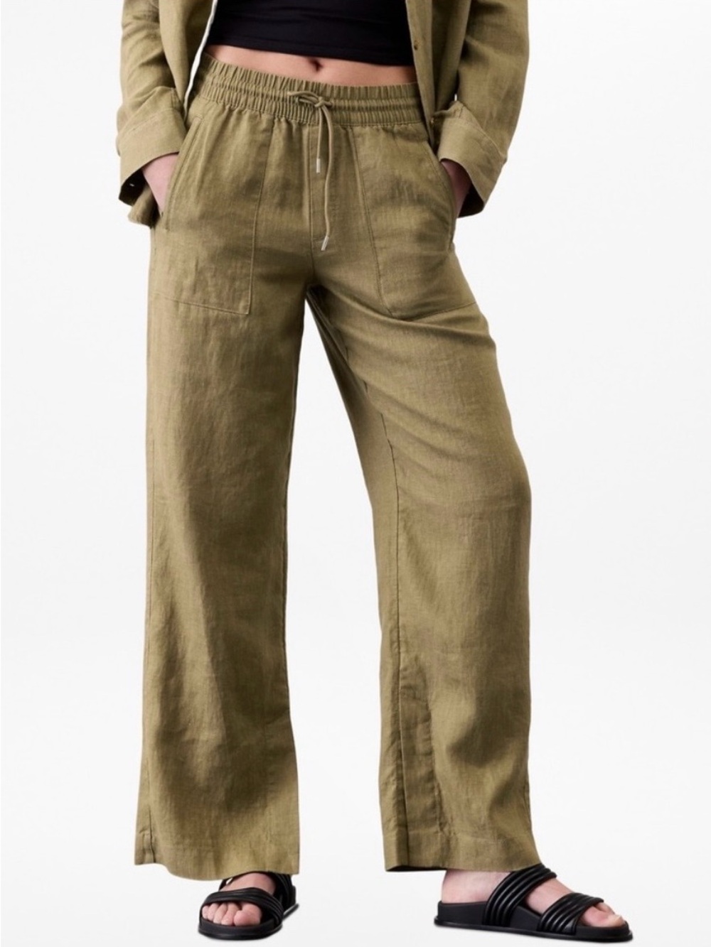 Athleta Retreat Linen High Rise Wide Leg Pant